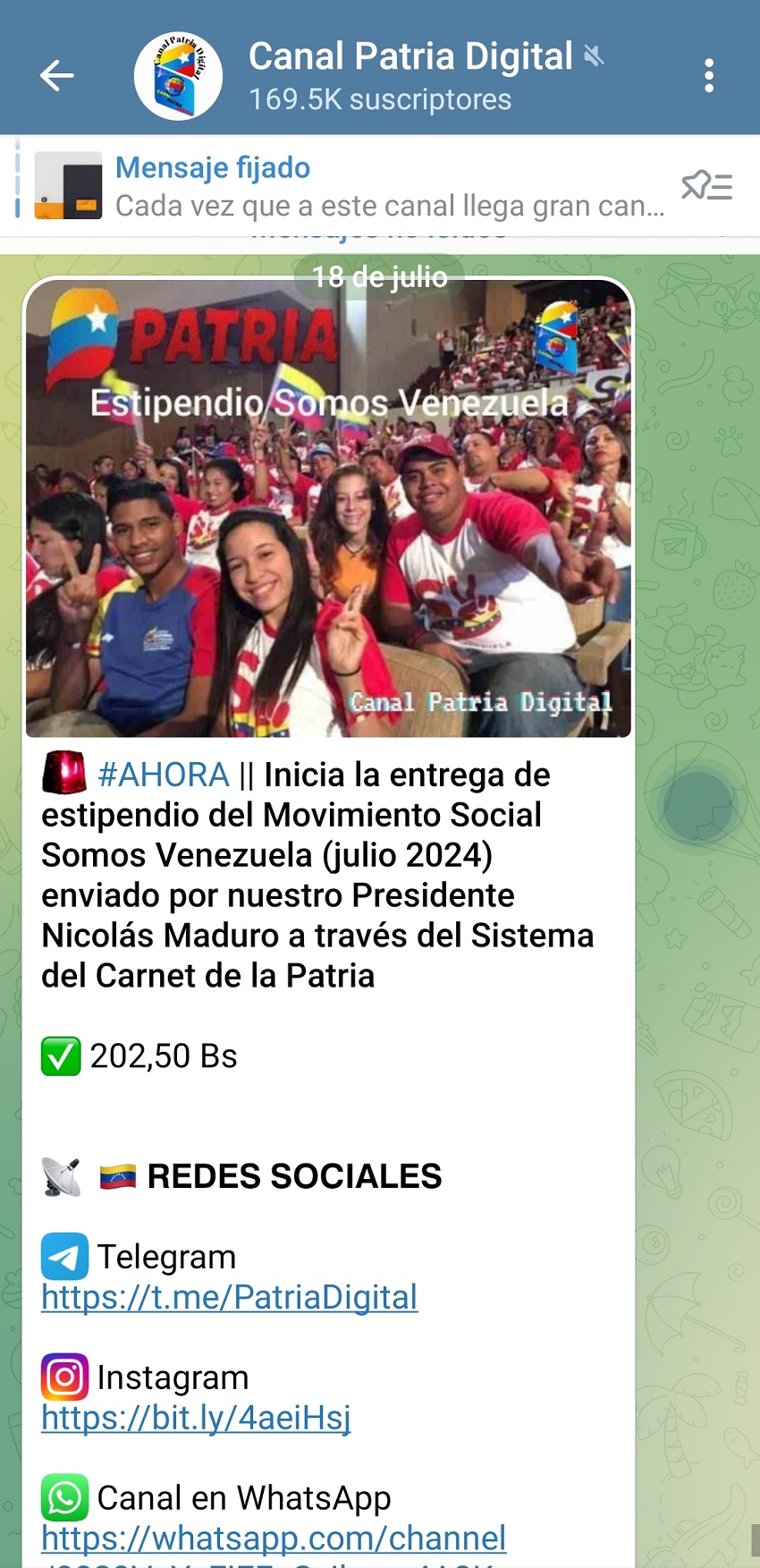 Sin incremento: Pagan el estipendio «Somos Venezuela» y «Chamba Juvenil» de julio por US$ 5,54