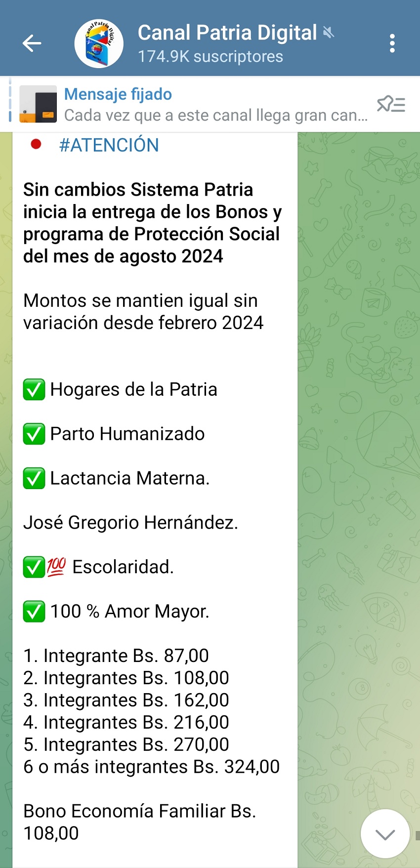 Siguen sin variación: Así quedaron los bonos y programas sociales del sistema Patria en agosto (+montos)