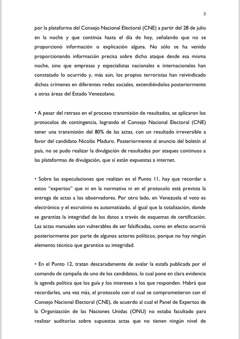 CNE rechaza informe preliminar de expertos de la ONU: «Es panfletario y está plagado de mentiras»