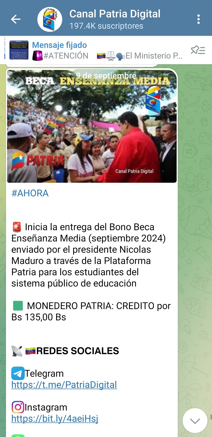 Pagan bonos «Beca Universitaria» y «Beca Enseñanza Media» por US$ 5 y US$ 3