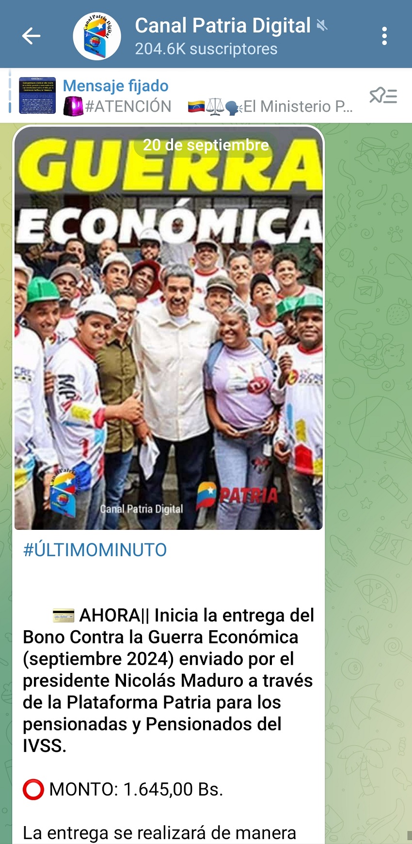 Sin variación: Pensionados reciben el bono «Contra la Guerra Económica» de septiembre por US$ 44