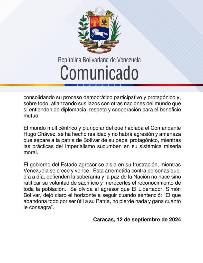 Gobierno de Venezuela rechaza nuevas sanciones impuestas por EE.UU: «un crimen de agresión»