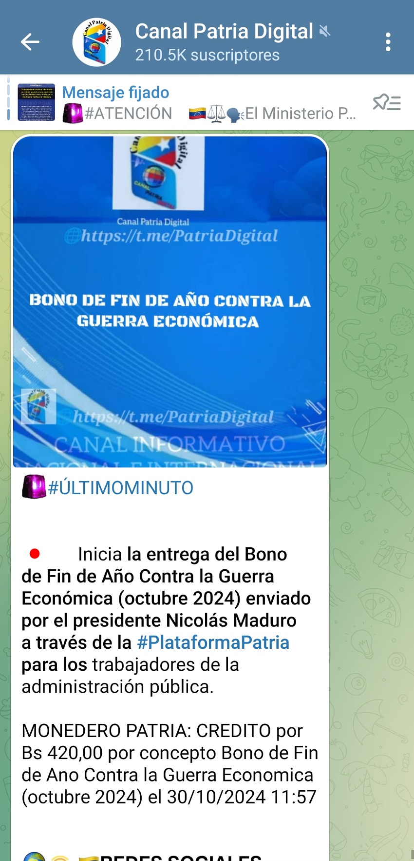 Pagan bono de «Fin de Año Contra la Guerra Económica»: Cubre el 1,87% de la Canasta Alimentaria (+detalles)