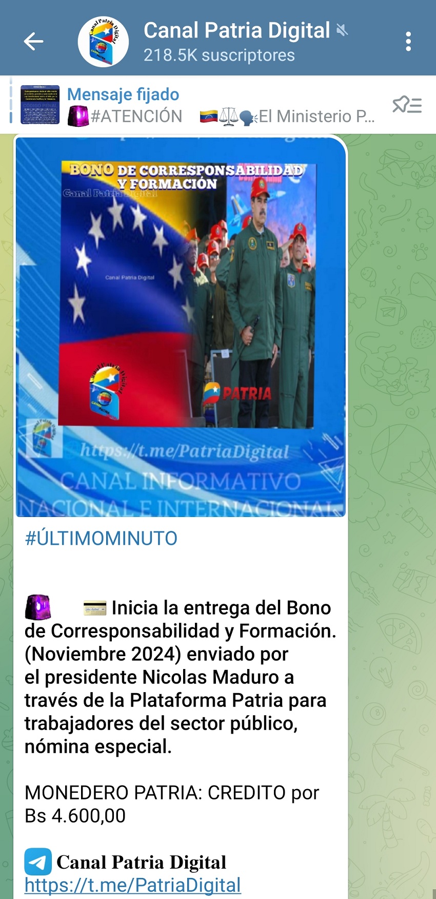 Bono de «Corresponsabilidad y Formación» incrementó 6% en bolívares y cubre el 18% de la Canasta Alimentaria