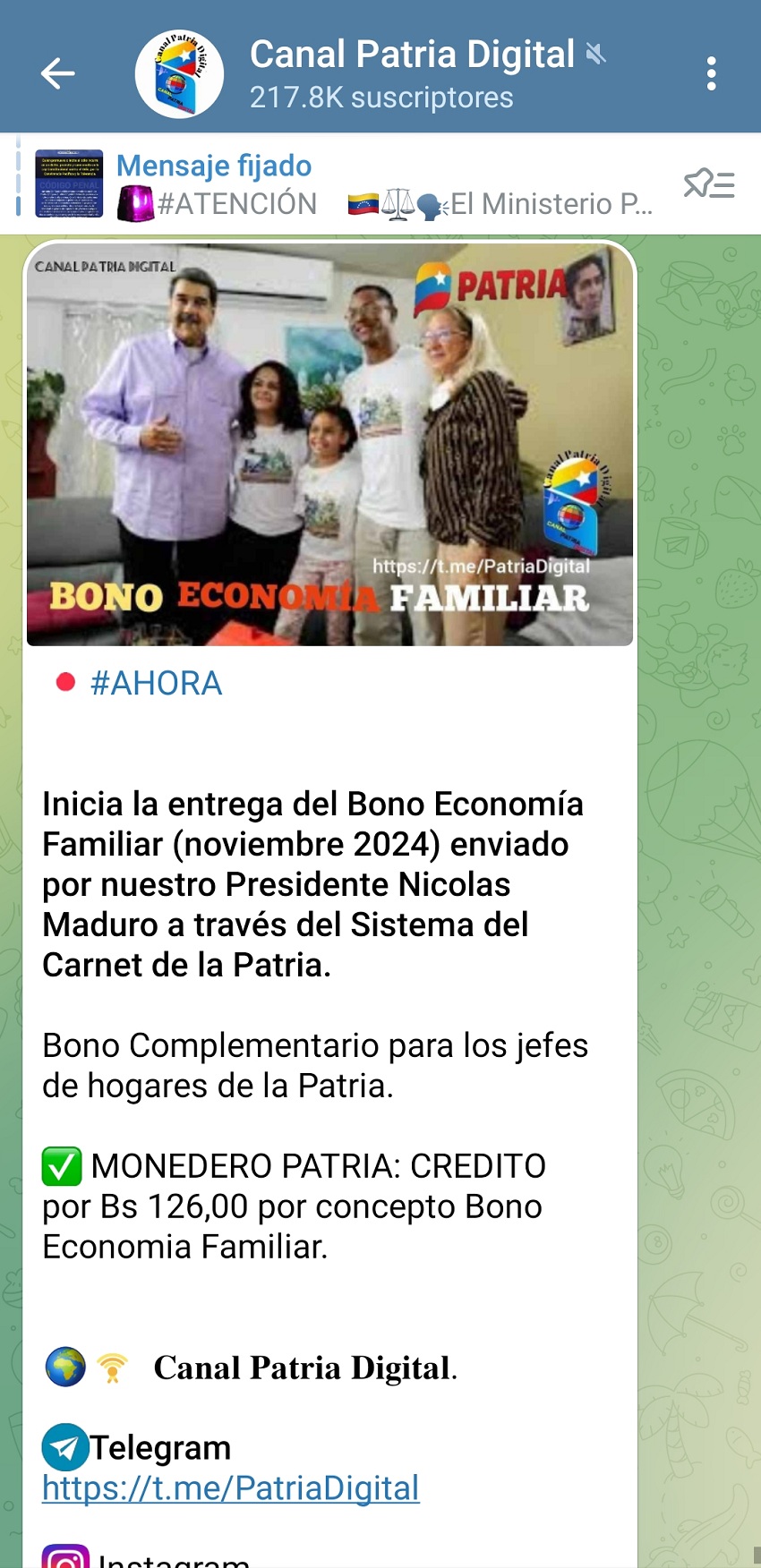 Otro estipendio: Bono «Economía Familiar» de noviembre tuvo un aumento del 16% en bolívares