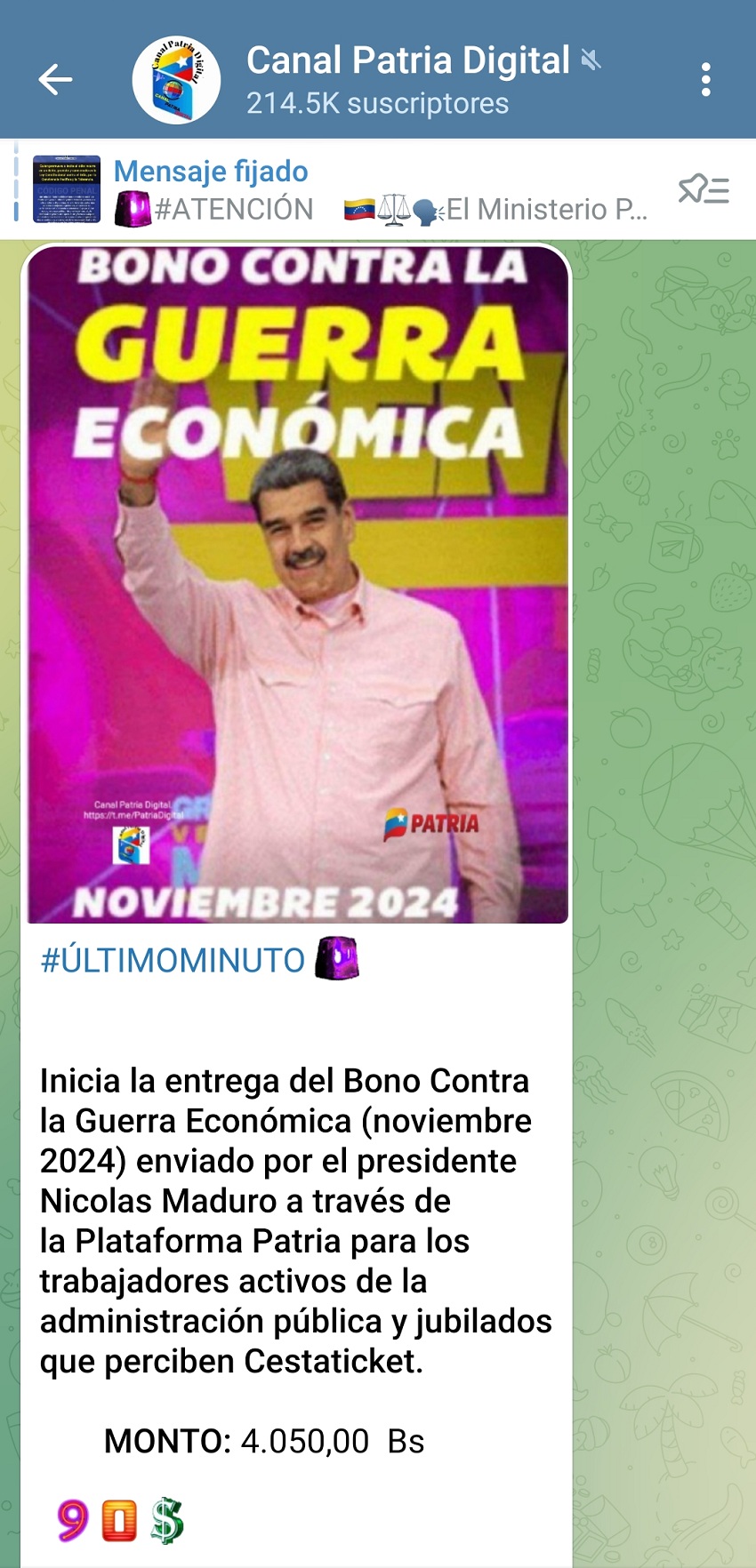 Pagan bono «Contra la Guerra Económica» a trabajadores activos y a jubilados: Aumentó 16% en bolívares (+monto)