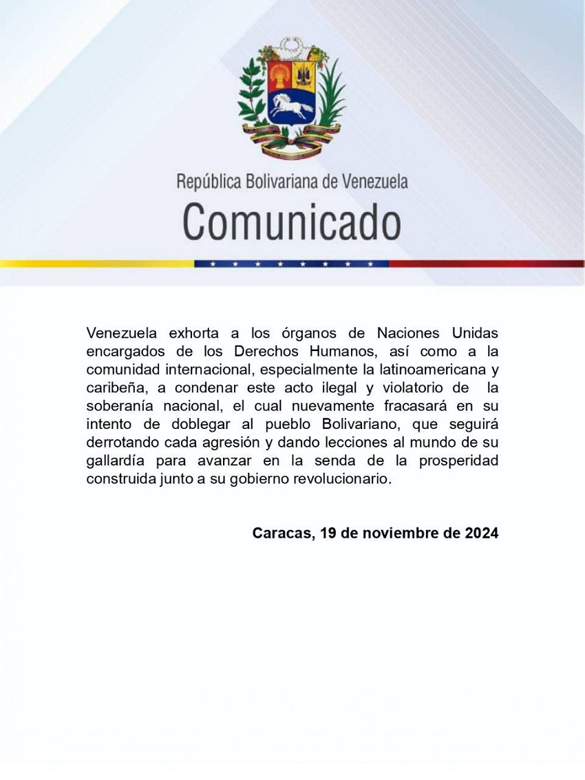 Venezuela rechaza proyecto de ley de EEUU que veta la cooperación económica entre ambas naciones