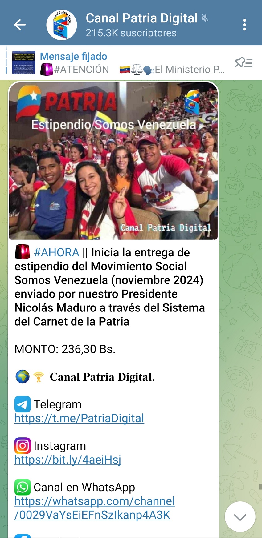 Monto del estipendio «Chamba Juvenil» y «Somos Venezuela» de noviembre incrementó 16,69% en bolívares