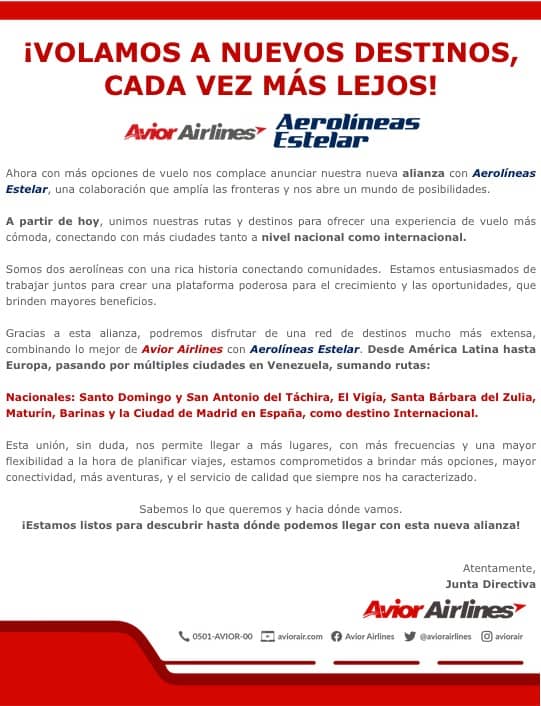 Dos aerolíneas venezolanas crean alianza para ampliar conexiones nacionales e internacionales