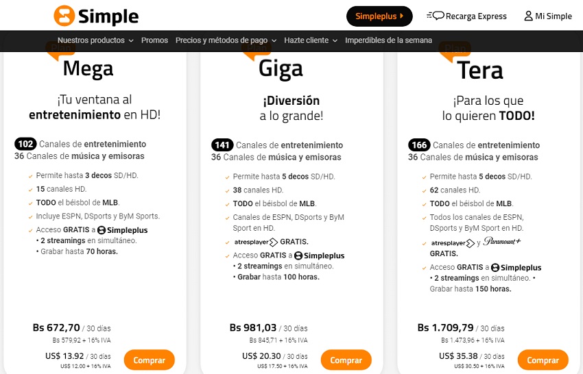 #Dato: Estos son los precios de los planes de Simpletv de diciembre de 2024