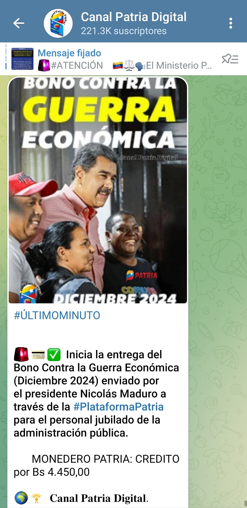 Pagan bono «Contra la Guerra Económica» de diciembre a jubilados: Incrementó más de 8% en bolívares