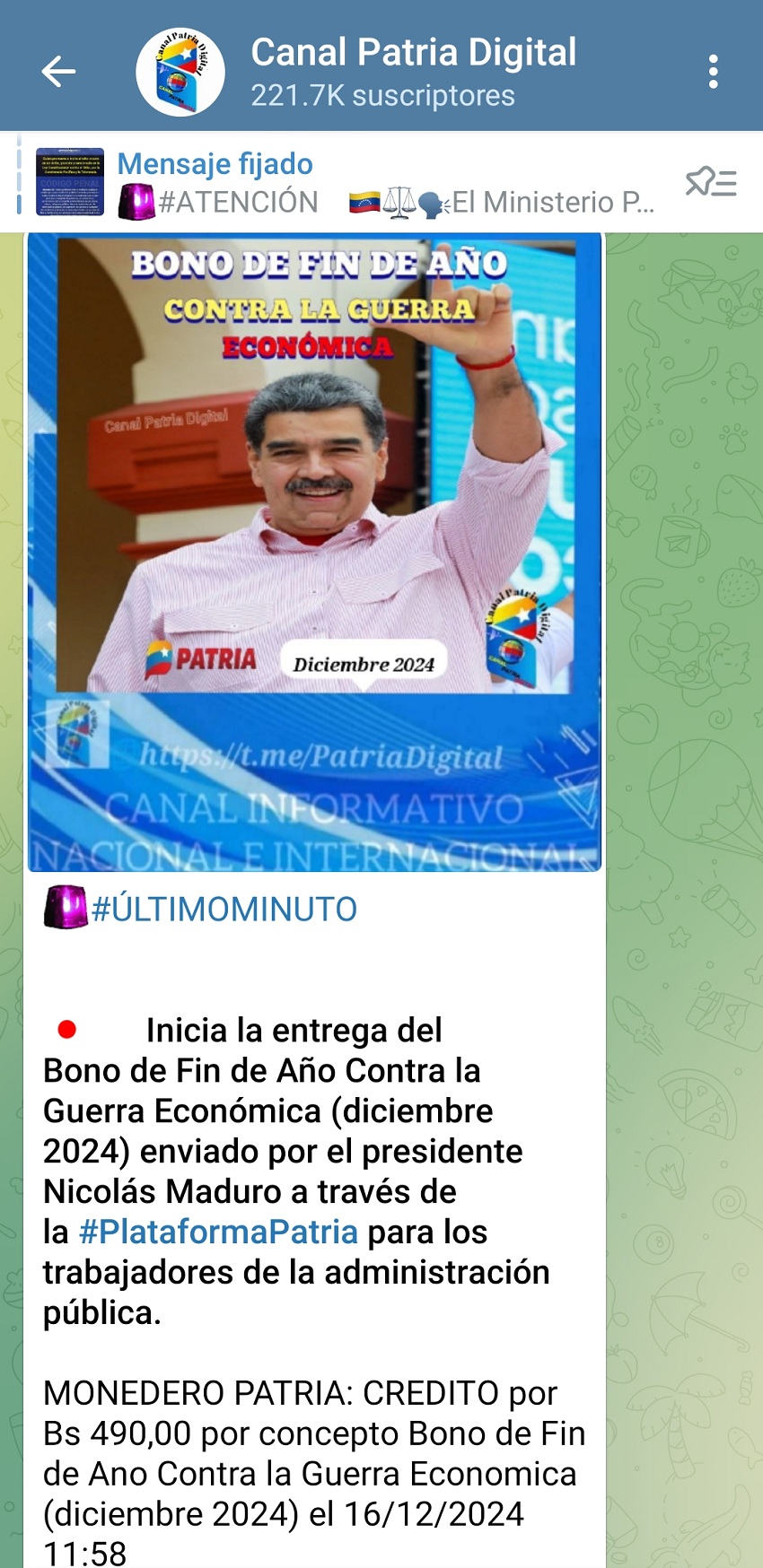 Aumentó 8% en bolívares: Pagan bono de «Fin de Año Contra la Guerra Económica» a trabajadores públicos