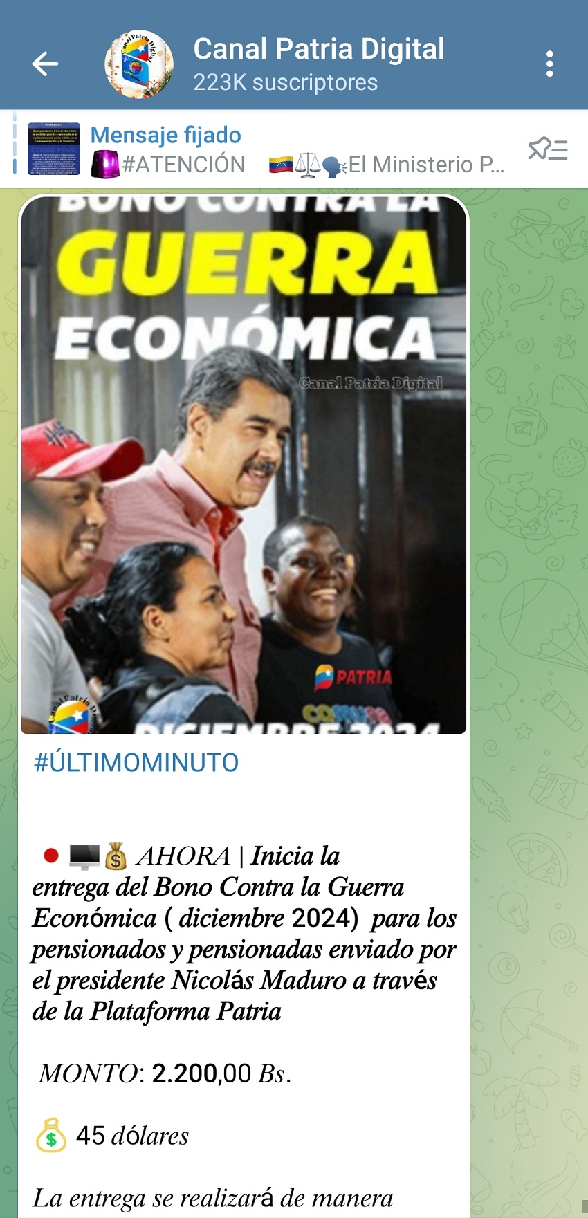 Pagan bono «Contra la Guerra Económica» de diciembre a pensionados: Aumentó más de 8% en bolívares