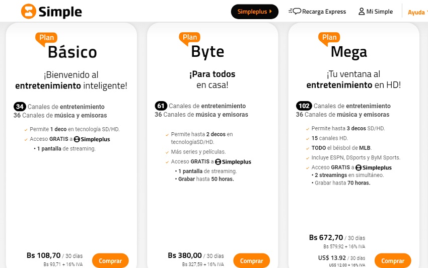 #Dato: Estos son los precios de los planes de Simpletv de diciembre de 2024