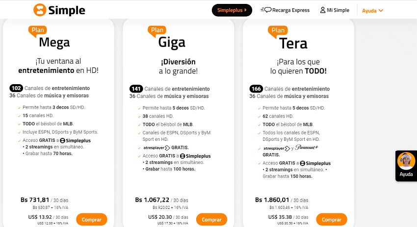 Conozca los precios de los planes de Simpletv de enero de 2025