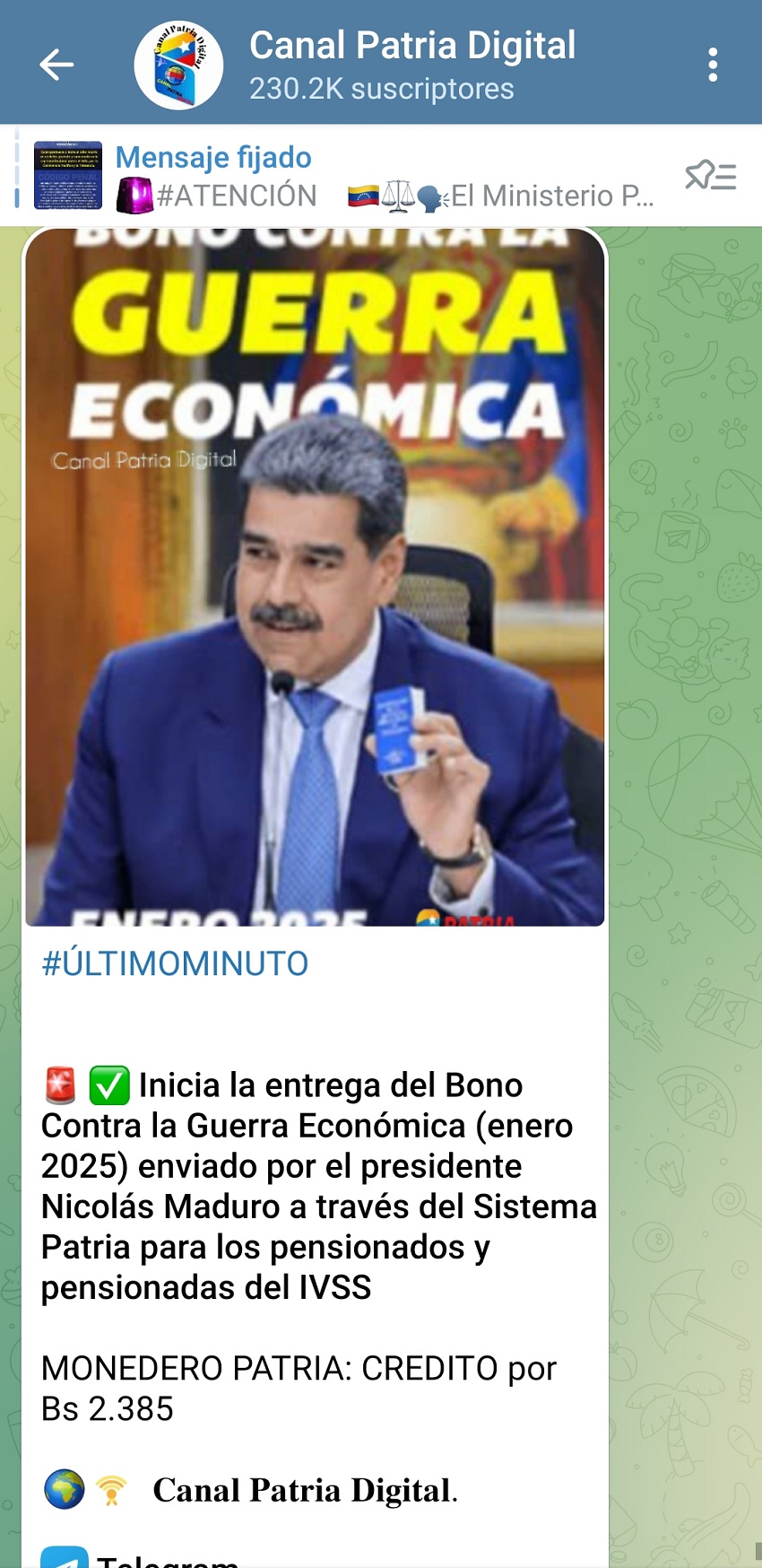 Pagan bono «Contra la Guerra Económica» de enero a pensionados por más de US$ 40 (+detalles)