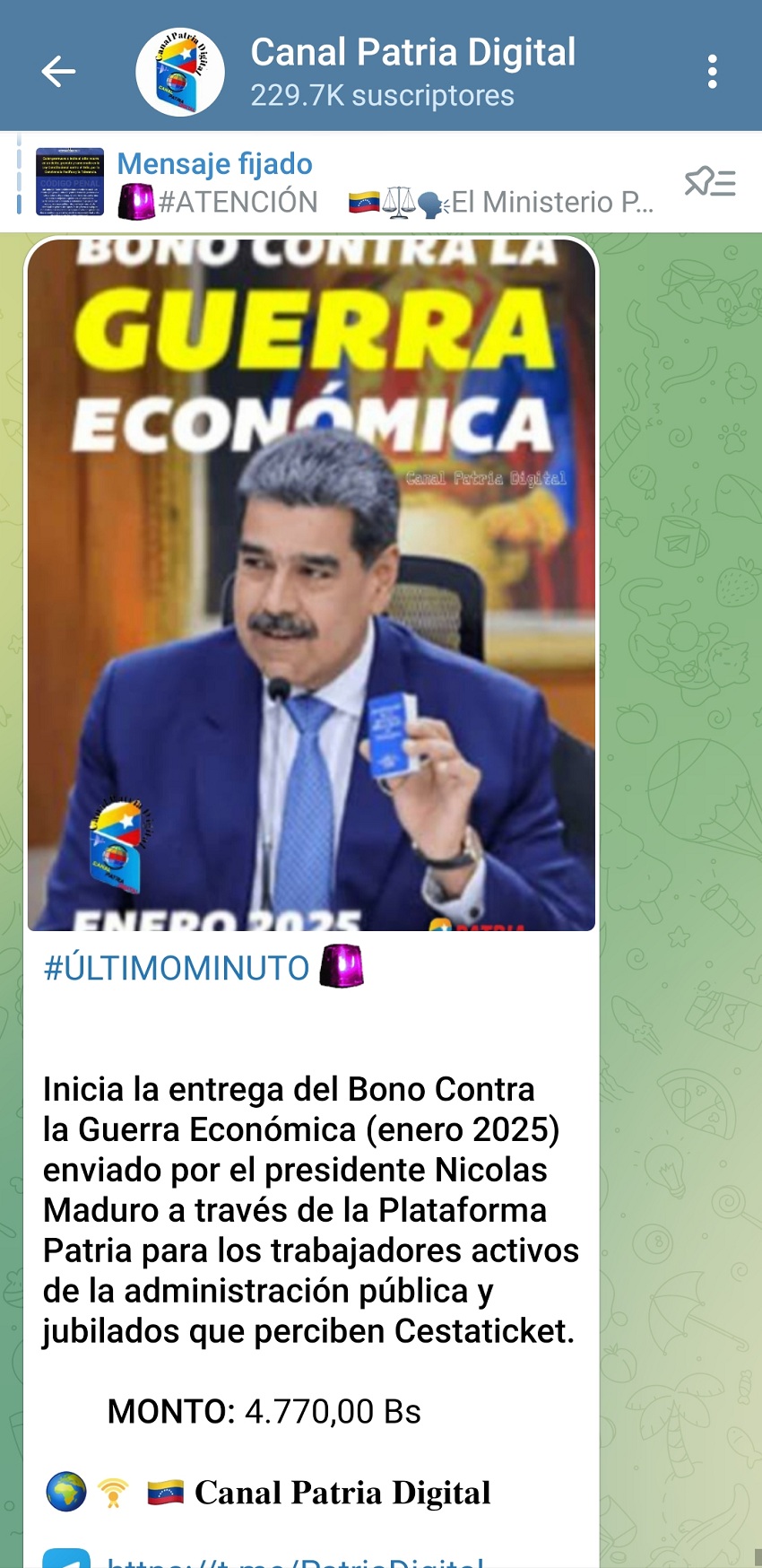 Tuvo un aumento: Pagan bono «Contra la Guerra Económica» de enero a trabajadores activos y a jubilados