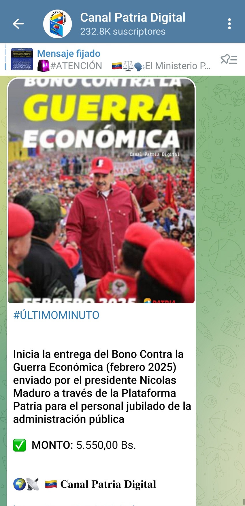 Pagan bono «Contra la Guerra Económica» de febrero a jubilados: Aumentó 15% en bolívares (+monto)