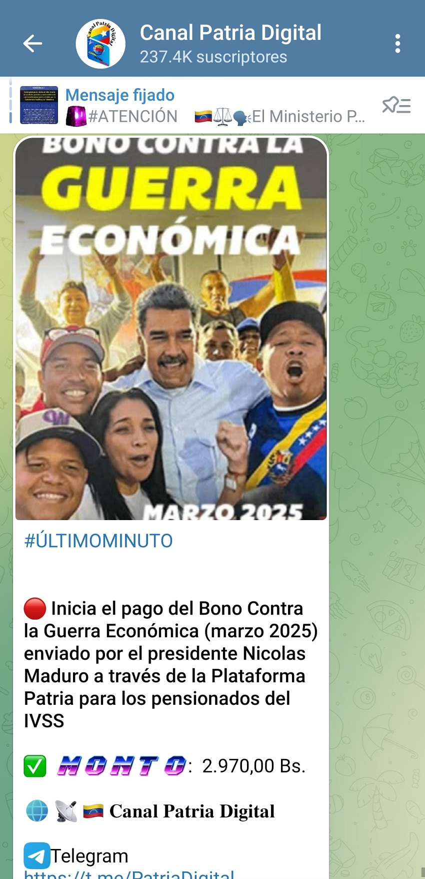 Incrementó 8% en bolívares: Pagan bono «Contra la Guerra Económica» de marzo a pensionados