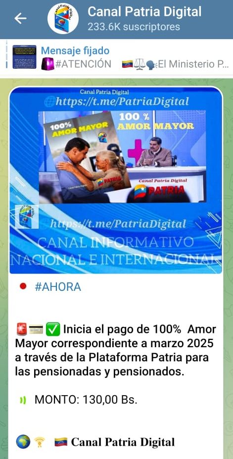 Inician pago de «Bono 100% Amor Mayor» de marzo: se redujo 9,05% en dólares